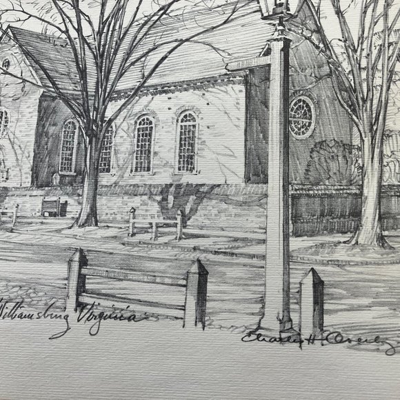 Vintage Bruton Parish Church Drawing by Charles H. Overly - Picture 3 of 6